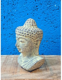 Statua Busto Buddha Thailandese con Occhi Chiusi in Polvere di Pietra H 12cm ALNg020 2