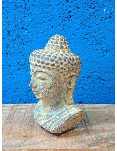 Statua Busto Buddha Thailandese con Occhi Chiusi in Polvere di Pietra H 12cm ALNg020