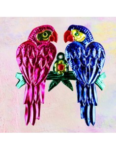 Decorazione Murale Pappagalli in Amore Ex Voto - Pink Pampas