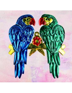Decorazione Murale Pappagalli in Amore Ex Voto - Pink Pampas 2