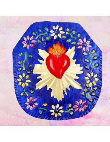 Milagros Placca Floreale Ex Voto con Cuore 3D - Decorazione Unica