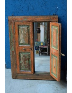 Finestrella Pensile con Specchio in Legno Massello - Epoca Coloniale Indiana tr170