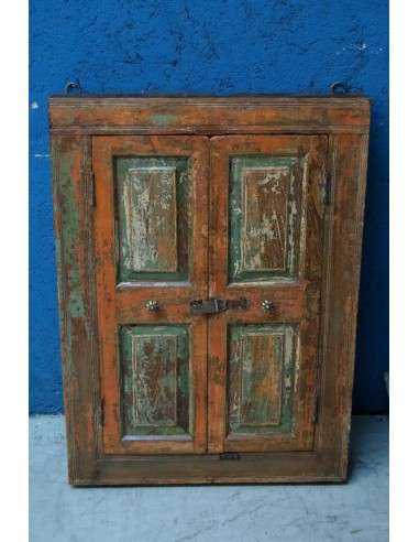 Finestrella Pensile con Specchio in Legno Massello - Epoca Coloniale Indiana tr170
