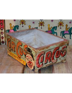 Cassetta in legno massello indiano decorata | Stile vintage con scritta "Circus" 2