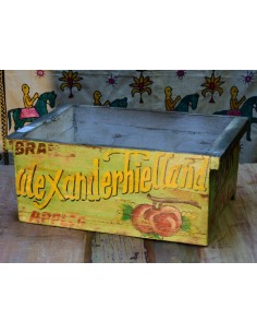 Cassetta in legno massello indiano decorata | Stile vintage con scritta "Apples"