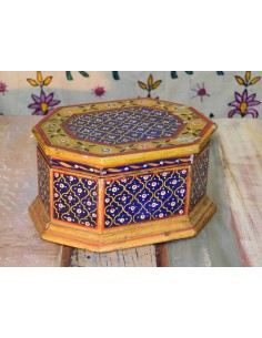 Scatola in legno colore blu decorata - SC001