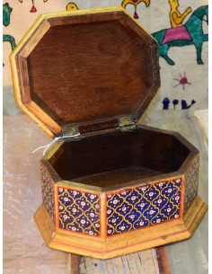 Scatola in legno colore blu decorata - SC001 2