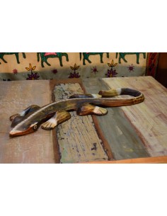 Geco scultura in legno con decori artigianali OGG207