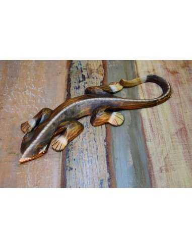 Geco scultura in legno con decori artigianali OGG207