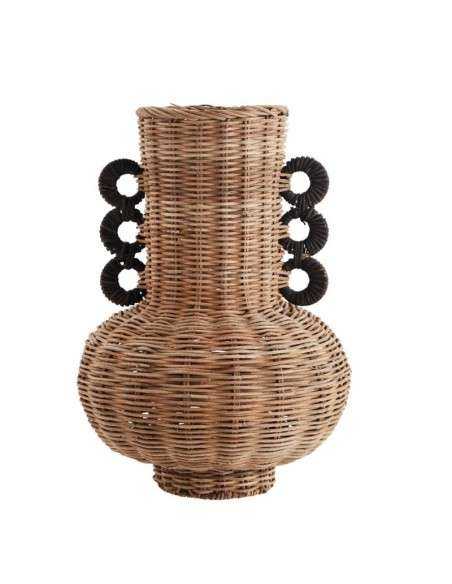 Vaso in rattan e ferro con manici a 6 cerchi MKR2401