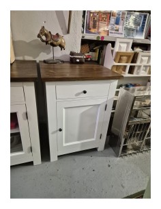 mobile cucina 67cm legno anta e cassetto color bianco top legno naturale