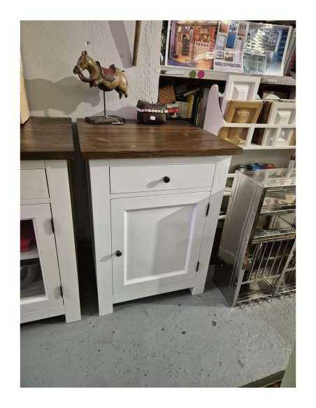 mobile cucina 67cm legno anta e cassetto color bianco top legno naturale