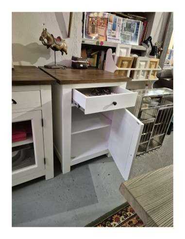 mobile cucina 67cm legno anta e cassetto color bianco top legno naturale