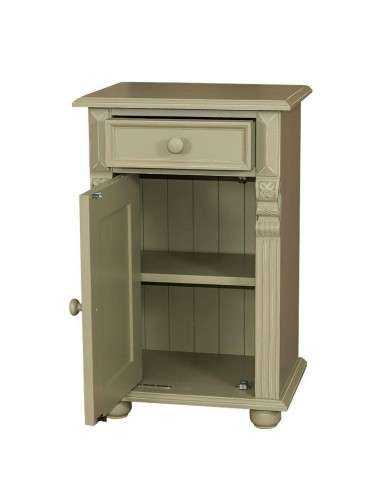 Comodino legno shabby chic anta e cassetto MS039
