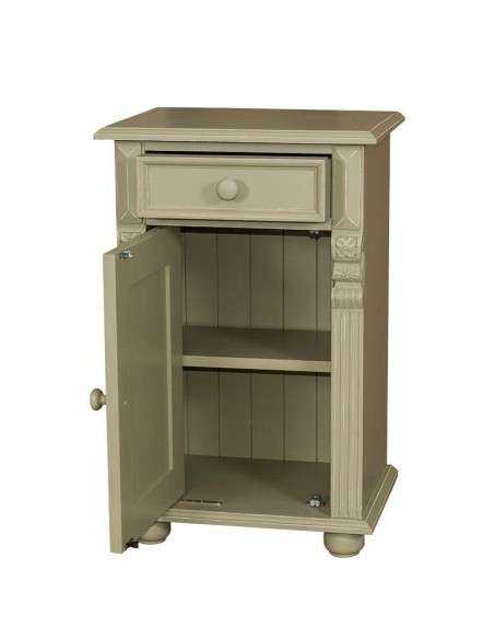 Comodino legno shabby chic anta e cassetto MS039
