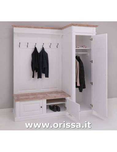 Mobile appendiabiti country con appendi cappotti e portascarpe MS720R