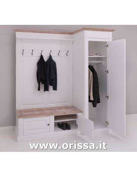 Mobile appendiabiti country con appendi cappotti e portascarpe MS720R