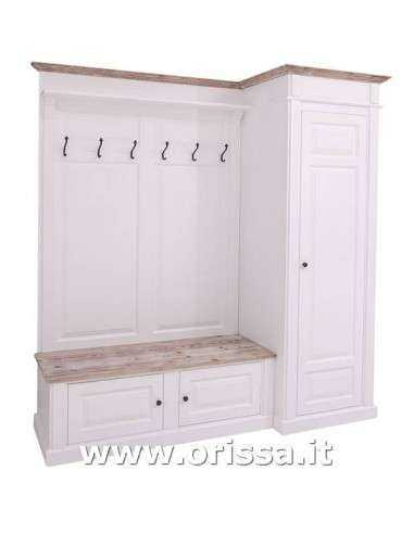 Mobile appendiabiti country con appendi cappotti e portascarpe MS720R