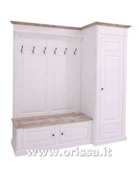 Mobile appendiabiti country con appendi cappotti e portascarpe MS720R