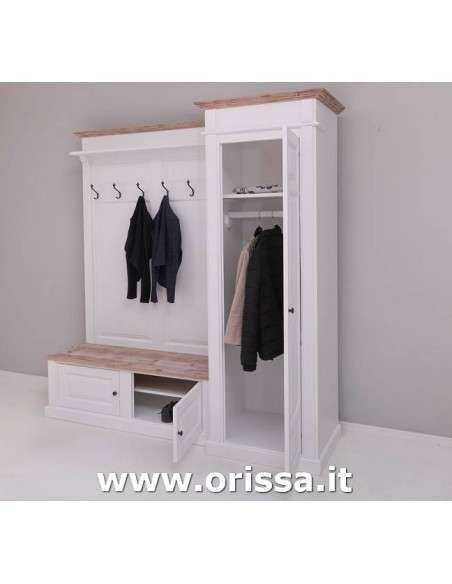 Mobile appendiabiti country con appendi cappotti e portascarpe MS720R