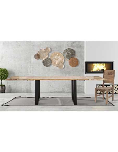 Tavolo Da Pranzo Edge All. Cm 180x90x77-lunghezza Totale 280 (legno Di Mango) - 1426720000