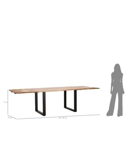 Tavolo Da Pranzo Edge All. Cm 180x90x77-lunghezza Totale 280 (legno Di Mango) - 1426720000