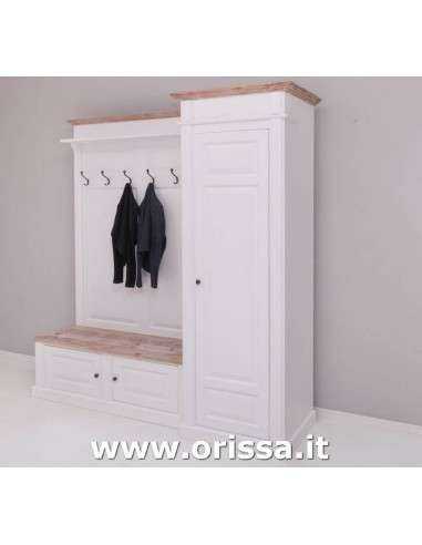 Mobile appendiabiti country con appendi cappotti e portascarpe MS720R