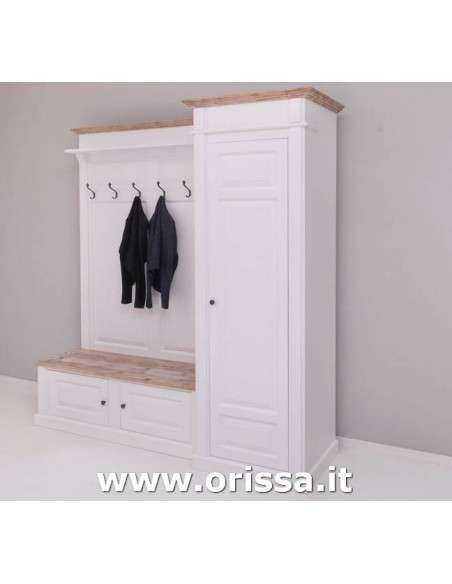Mobile appendiabiti country con appendi cappotti e portascarpe MS720R