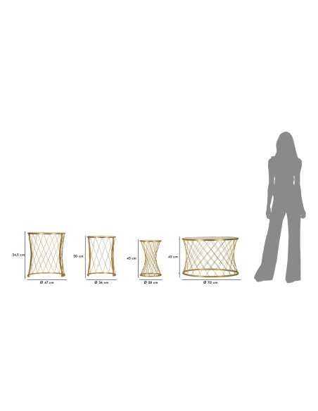 Tavolinetti Noah Gold Set 4 Pz Cm ø 70x45-47x54,5-36x50-28x45 - 142843000G