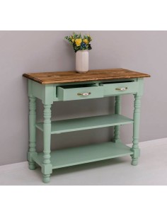 Consolle shabby gamba tornita colorata o legno naturale 110cm con doppio cassetto MS708 2