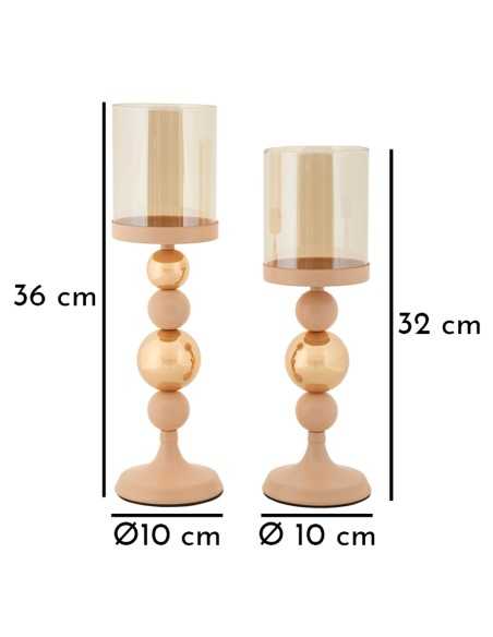 P/cand Glassy Rosa Set 2 Pz Cm ø 10x32-10x36 - 190411000R