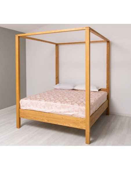 Letto matrimoniale a baldacchino in legno country | 180x200 cm MS789