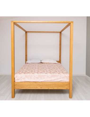 Letto matrimoniale a baldacchino in legno country | 180x200 cm MS789