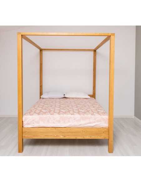 Letto matrimoniale a baldacchino in legno country | 180x200 cm MS789
