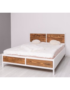 Letto matrimoniale 160x200 in MDF e legno naturale | Stile country cm MS747-160 2