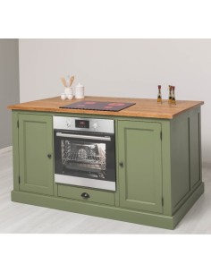 Isola cucina multifunzione in legno con piano in pino o rovere