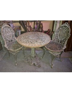 Tavolino da giardino in ghisa vintage con sedie | Arredo esterno