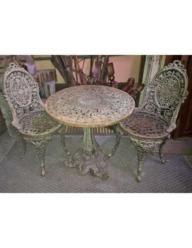 Tavolino da giardino in ghisa vintage con sedie | Arredo esterno