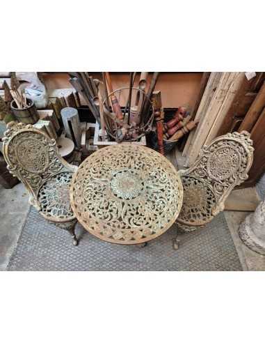 Tavolino da giardino in ghisa vintage con sedie | Arredo esterno