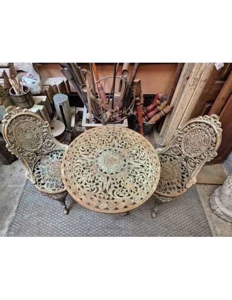 Tavolino da giardino in ghisa vintage con sedie | Arredo esterno