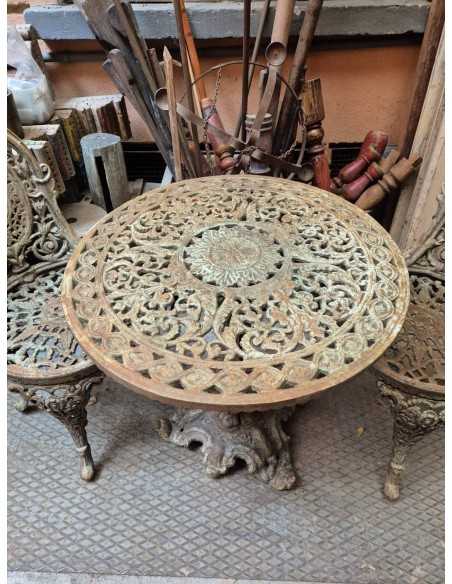 Tavolino da giardino in ghisa vintage con sedie | Arredo esterno