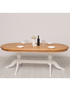 Tavolo da pranzo ovale in legno con piano in pino o rovere – 210x110 cm