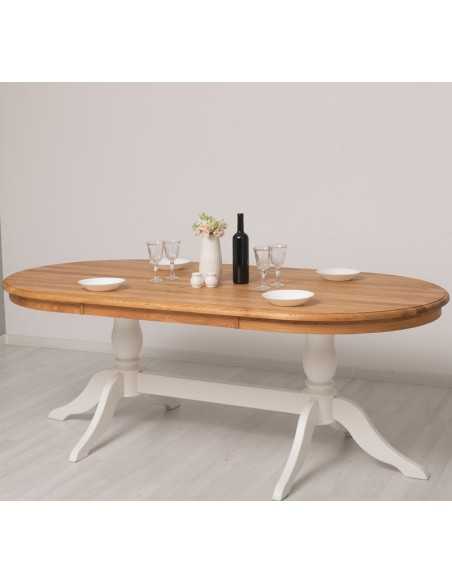 Tavolo da pranzo ovale in legno con piano in pino o rovere – 210x110 cm