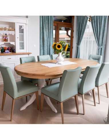 Tavolo da pranzo ovale in legno con piano in pino o rovere – 210x110 cm