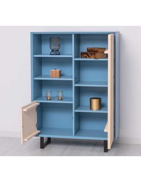 Credenza Slatted country a 2 ante con ripiani e piedini in ferro