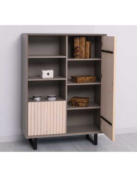 Credenza Slatted country a 2 ante con ripiani e piedini in ferro