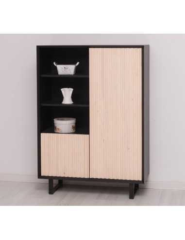 Credenza Slatted country a 2 ante con ripiani e piedini in ferro
