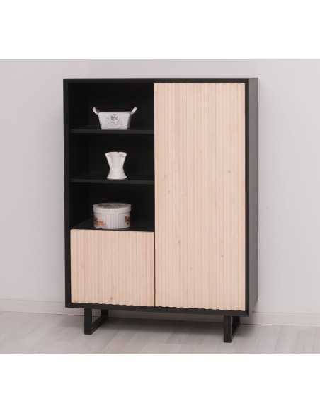Credenza Slatted country a 2 ante con ripiani e piedini in ferro