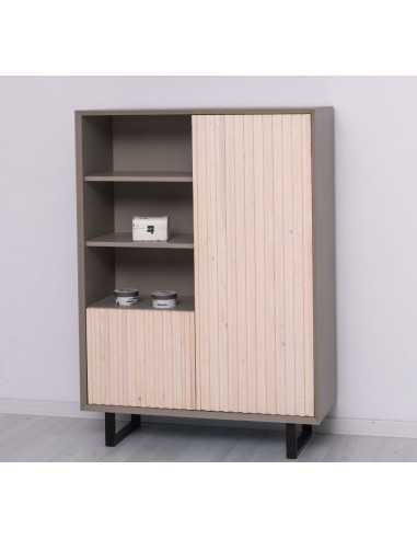 Credenza Slatted country a 2 ante con ripiani e piedini in ferro