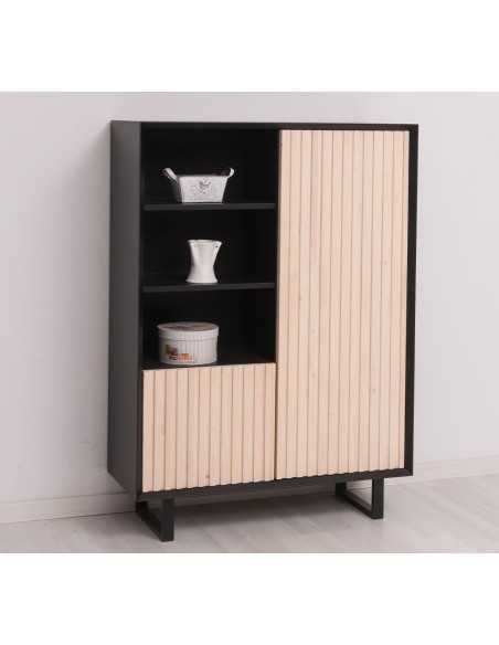 Credenza Slatted country a 2 ante con ripiani e piedini in ferro